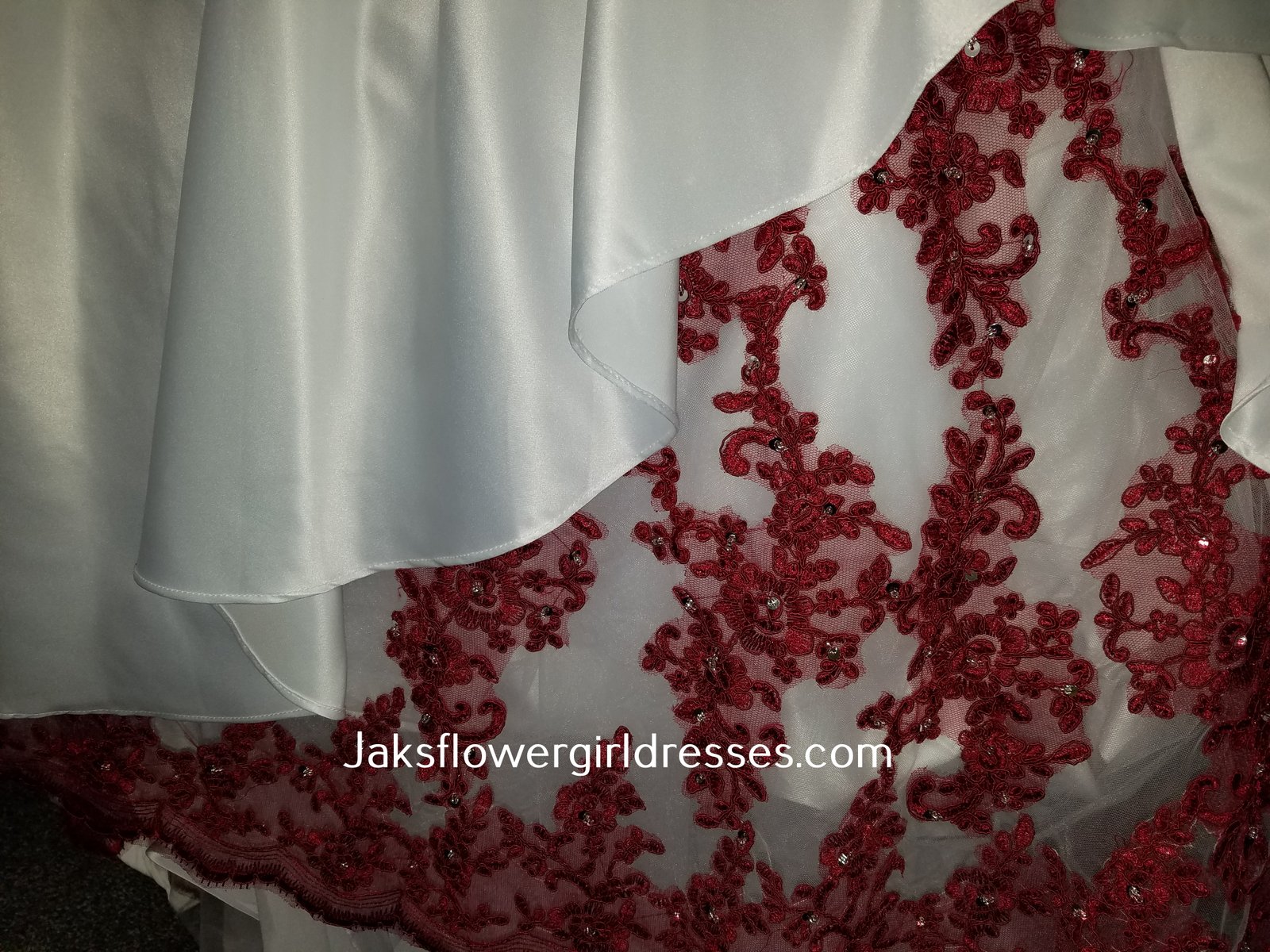 white dress with apple red